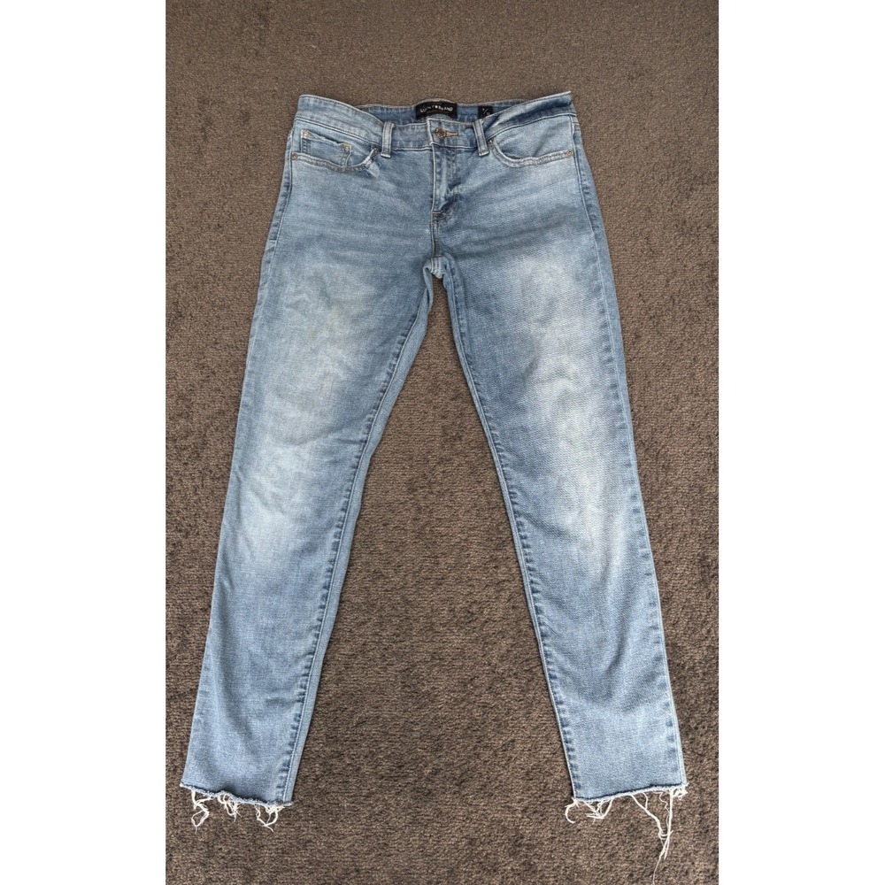 Lucky Brand Stella Skinny Women's 8/29 Blue Denim Cotton Stretch Frayed Hem